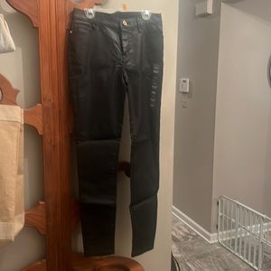 Black polished cotton pants